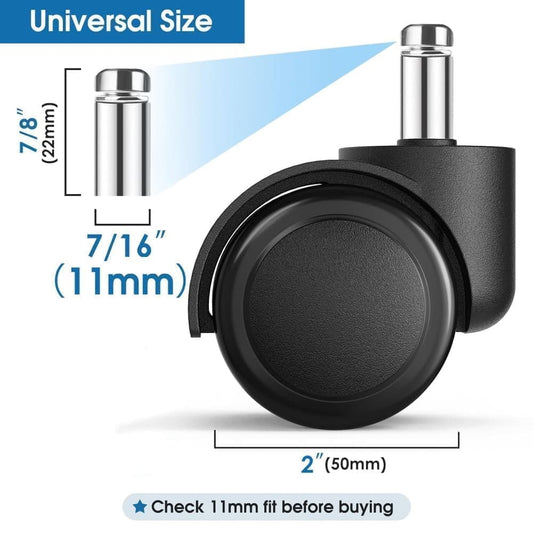 5-Pack Silent Office Chair Wheels, 11 mm V1188-MS-325-0341