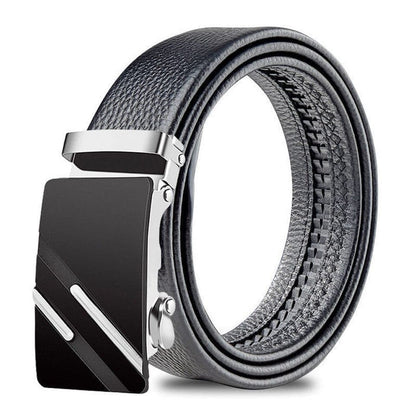 Men's Adjustable Leather Belt Automatic Latching for Business and Everyday Use, Silver V1188-MS-325-0342