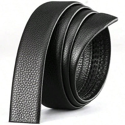 Men's Adjustable Leather Belt Automatic Latching for Business and Everyday Use, Silver V1188-MS-325-0342