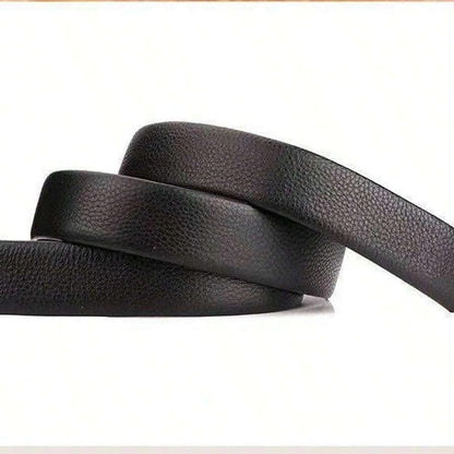 Men's Adjustable Leather Belt Automatic Latching for Business and Everyday Use, Silver V1188-MS-325-0342
