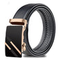 Men's Adjustable Leather Belt Automatic Latching for Business and Everyday Use, Gold V1188-MS-325-0343