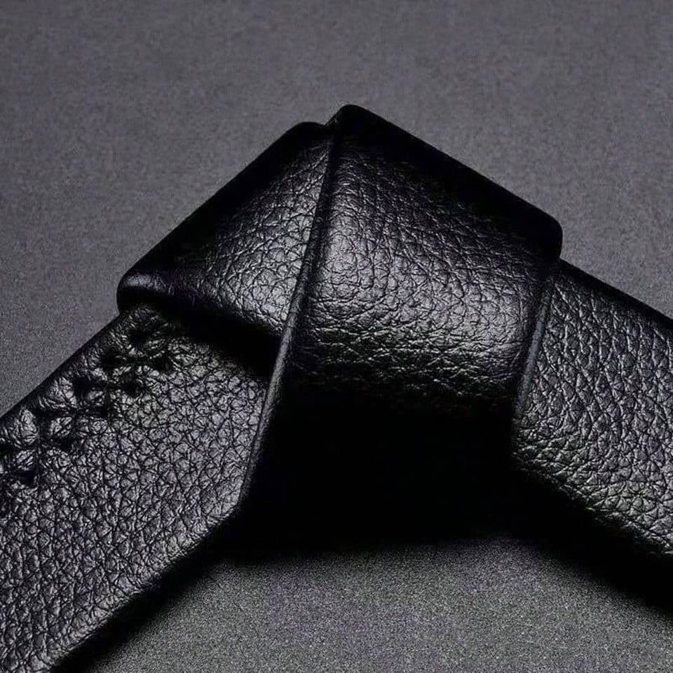 Men's Adjustable Leather Belt Automatic Latching for Business and Everyday Use, Gold V1188-MS-325-0343