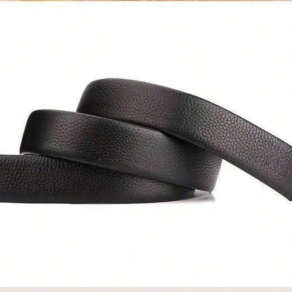 Men's Adjustable Leather Belt Automatic Latching for Business and Everyday Use, Gold V1188-MS-325-0343