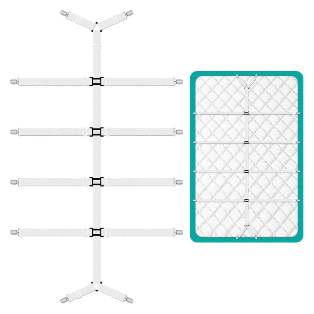 Adjustable Sheet Holders with Elastic Bands and Metal Clips for Securing Sheets Mattress Covers or Sofa V1188-MS-325-0351