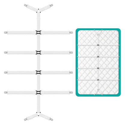 Adjustable Sheet Holders with Elastic Bands and Metal Clips for Securing Sheets Mattress Covers or Sofa V1188-MS-325-0351