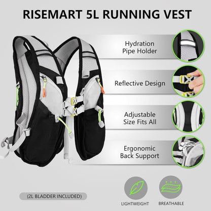 Reflective vest with hydration bladder, unisex adjustable breathable for running cycling marathons V1188-MS-325-0352