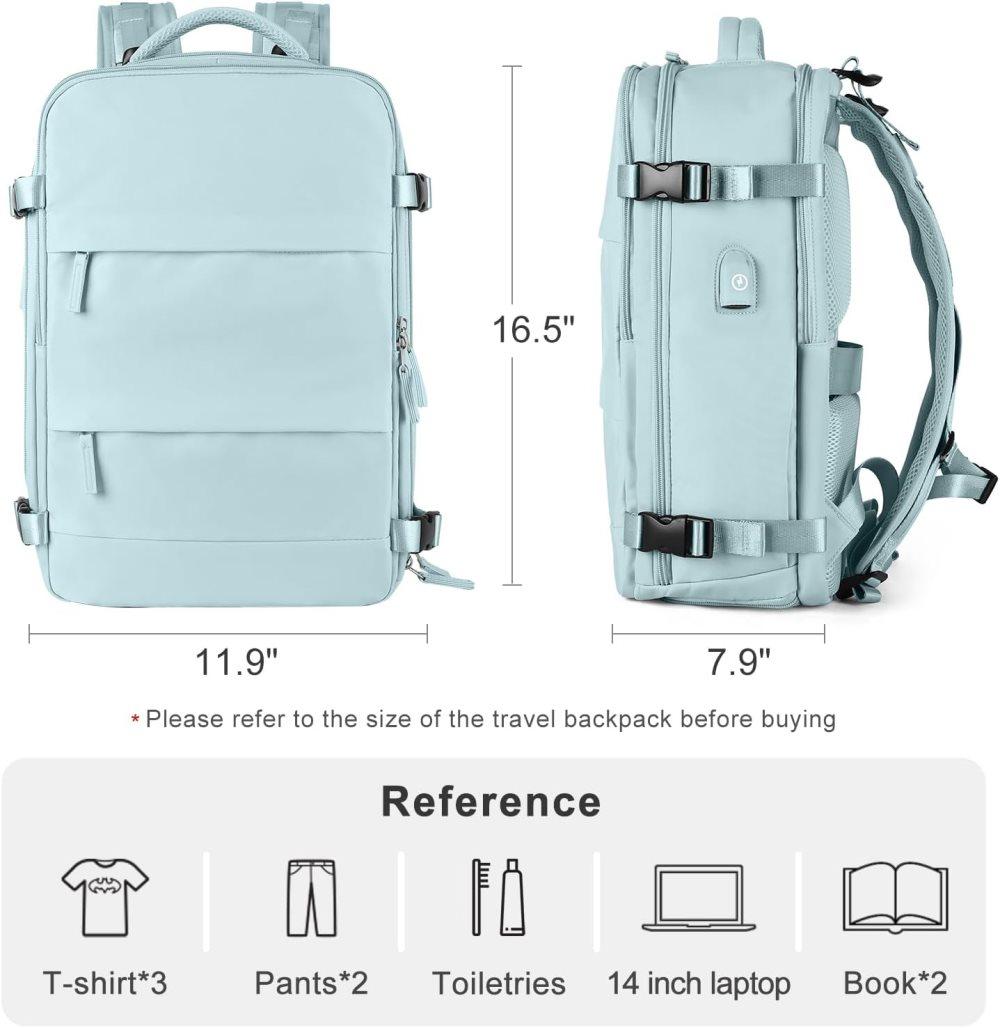 Blue Travel Backpack Cabin Bag with Dry Wet Sorting, 42 x 30 x 20 cm V1188-MS-325-0356