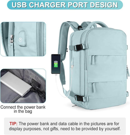 Blue Travel Backpack Cabin Bag with Dry Wet Sorting, 42 x 30 x 20 cm V1188-MS-325-0356