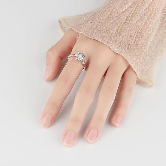 3-Piece Adjustable Stress Ring for Women with Rotatable Decor, Anxiety Relief, One Size V1188-MS-325-0358