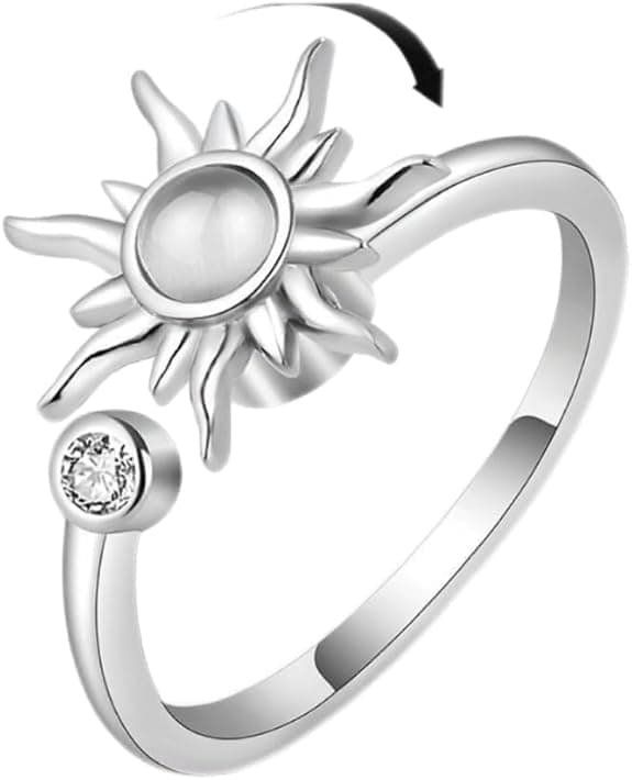 3-Piece Adjustable Stress Ring for Women with Rotatable Decor, Anxiety Relief, One Size V1188-MS-325-0358