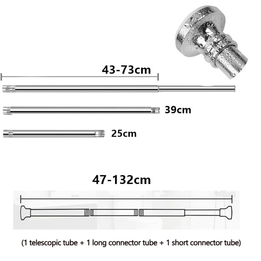Telescopic Curtain Rod Extendable Cabinet Rod Stainless Steel, 47-132CM V1188-MS-325-0362