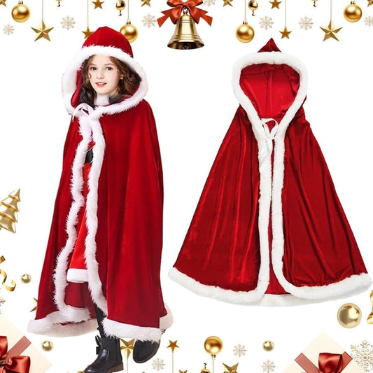 1 Red Christmas Cloak with Hood Santa Costume for Women, 60cm V1188-MS-325-0367