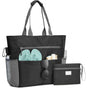 Large Capacity Waterproof Foldable Beach Bag for Shopping and Vacation, Black, Multifunctional Shoulder Bag V1188-MS-325-0372
