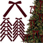 12 Christmas Bows for Tree, Velvet in Burgundy V1188-MS-325-0374