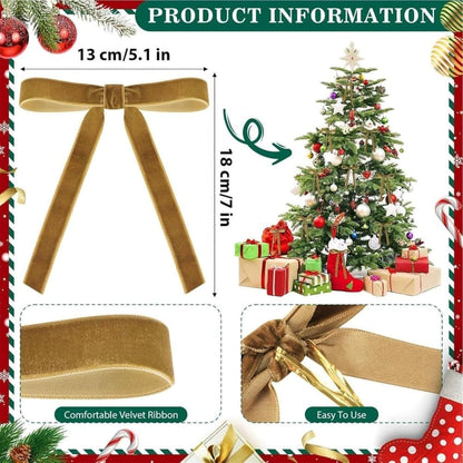 12 Christmas Bows Velvet Tree Decorations in Dark Brown V1188-MS-325-0376