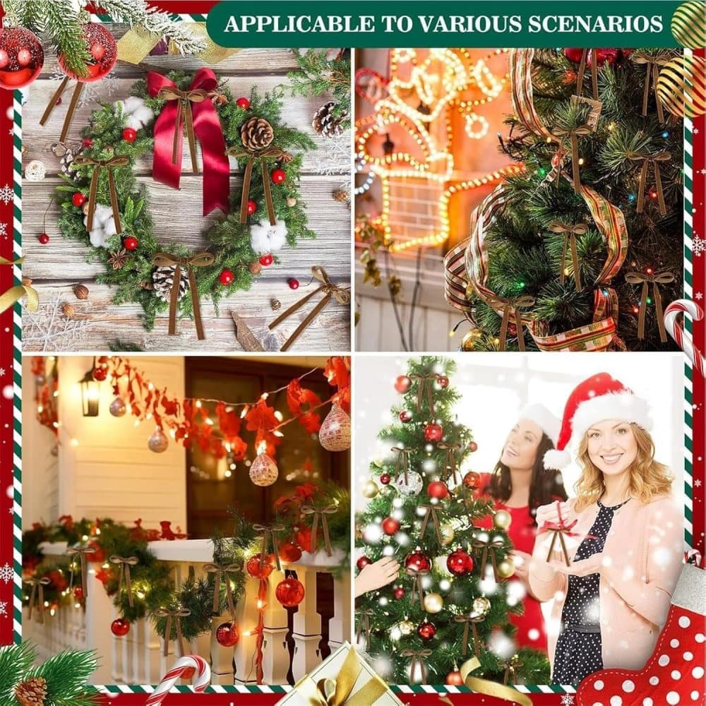 12 Christmas Bows Velvet Tree Decorations in Dark Brown V1188-MS-325-0376