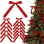 12 Christmas Bows Velvet Tree Decorations, Red V1188-MS-325-0378