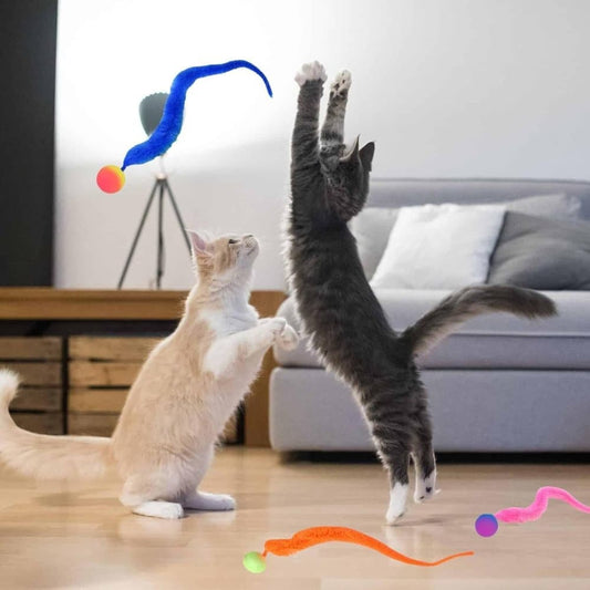 6-Pack Cat Toy, Colorful Interactive Balls with Tail for Play & Exercise V1188-MS-325-0380