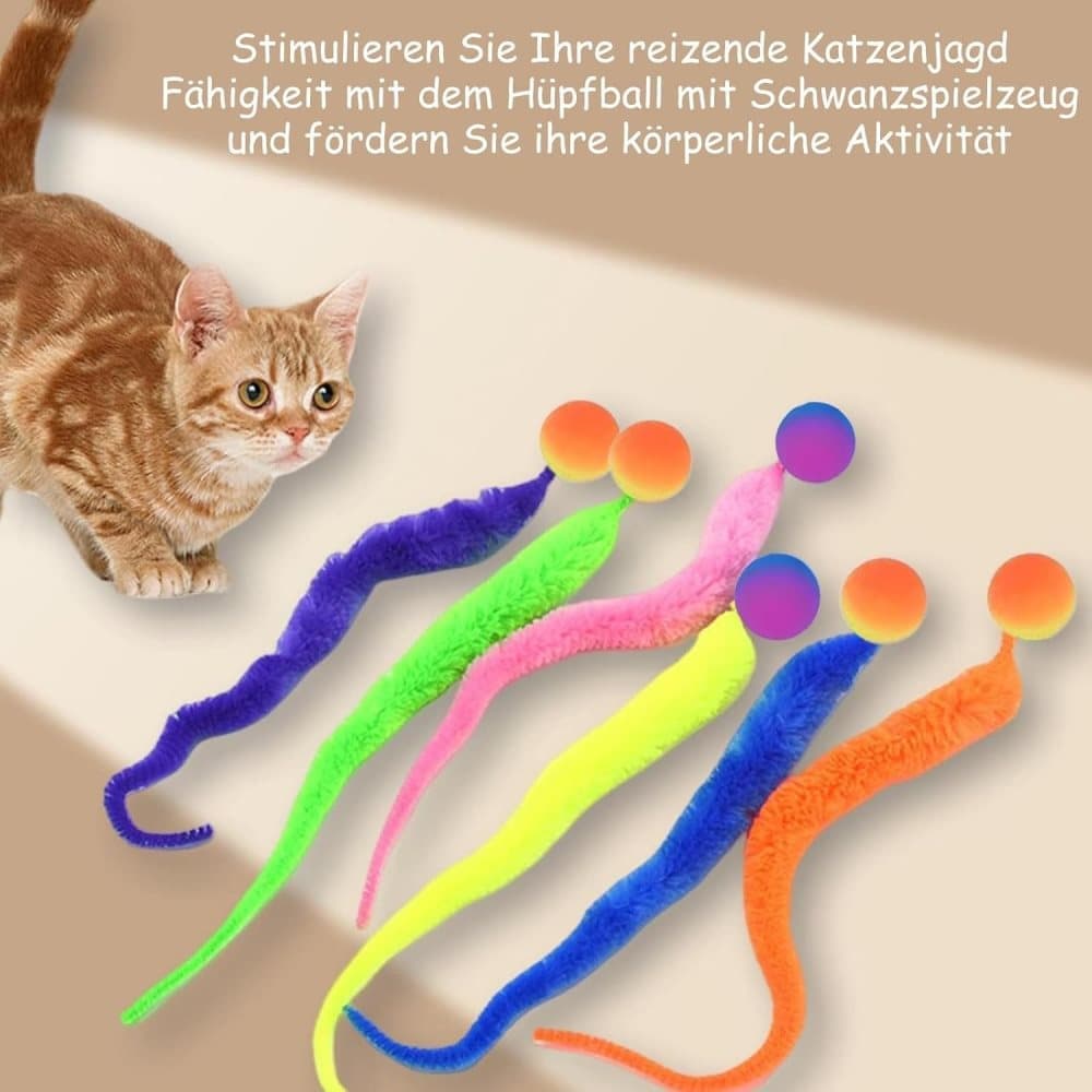 6-Pack Cat Toy, Colorful Interactive Balls with Tail for Play & Exercise V1188-MS-325-0380