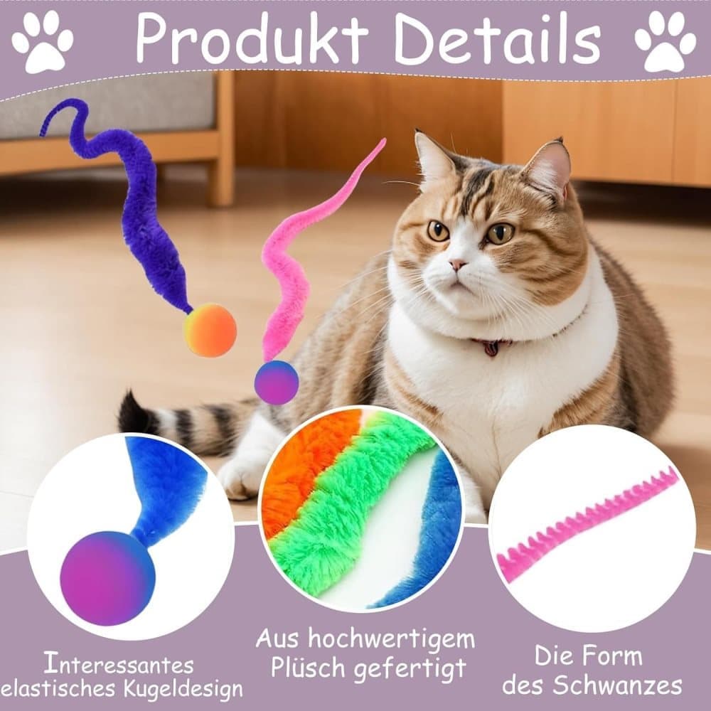 6-Pack Cat Toy, Colorful Interactive Balls with Tail for Play & Exercise V1188-MS-325-0380