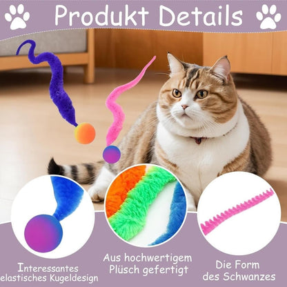 6-Pack Cat Toy, Colorful Interactive Balls with Tail for Play & Exercise V1188-MS-325-0380