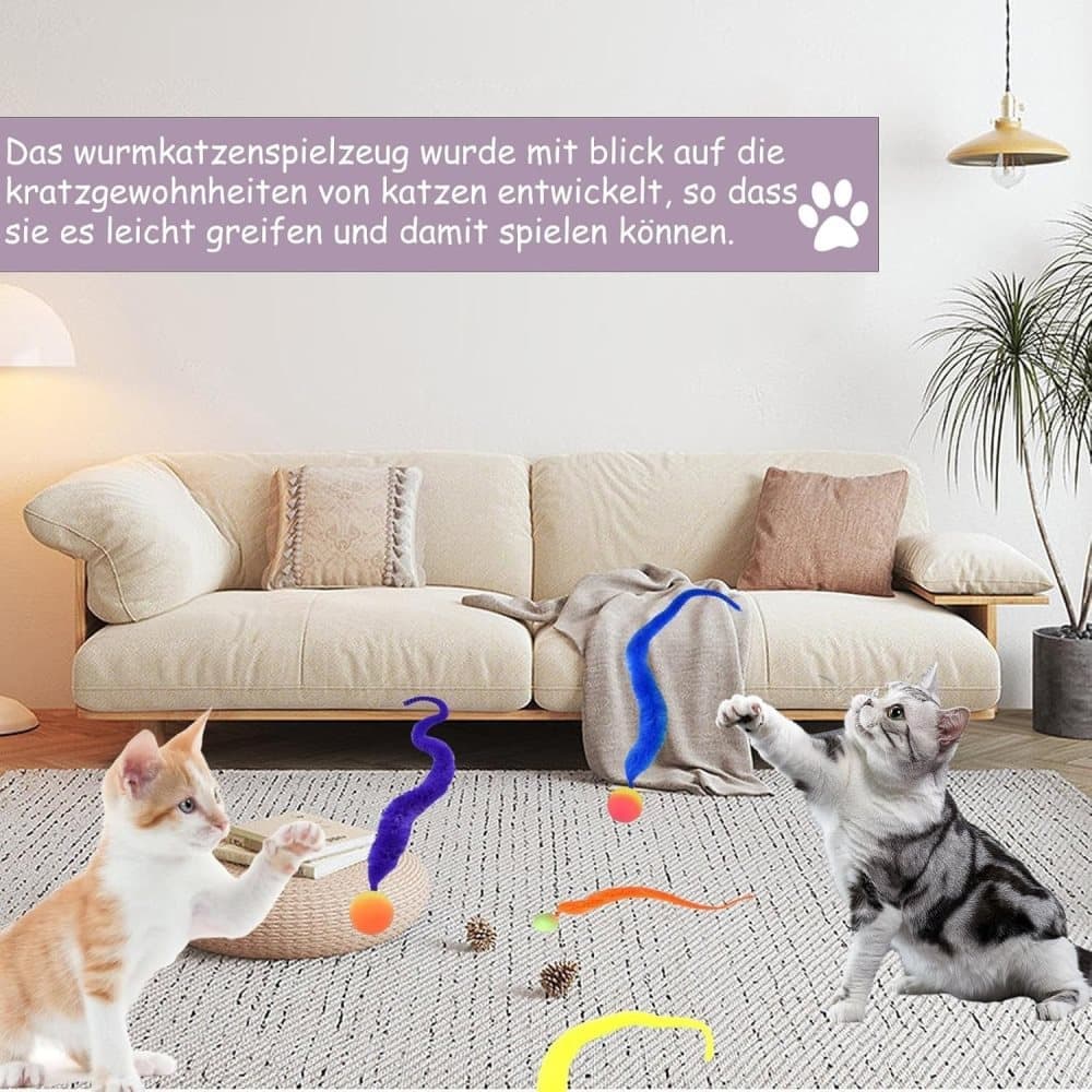 6-Pack Cat Toy, Colorful Interactive Balls with Tail for Play & Exercise V1188-MS-325-0380