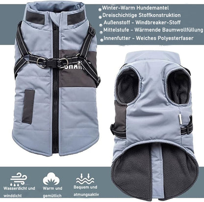 Warm Soft Winter Dog Vest with Stand Collar, Wind and Waterproof, Blue, S M L XL V1188-MS-325-0390
