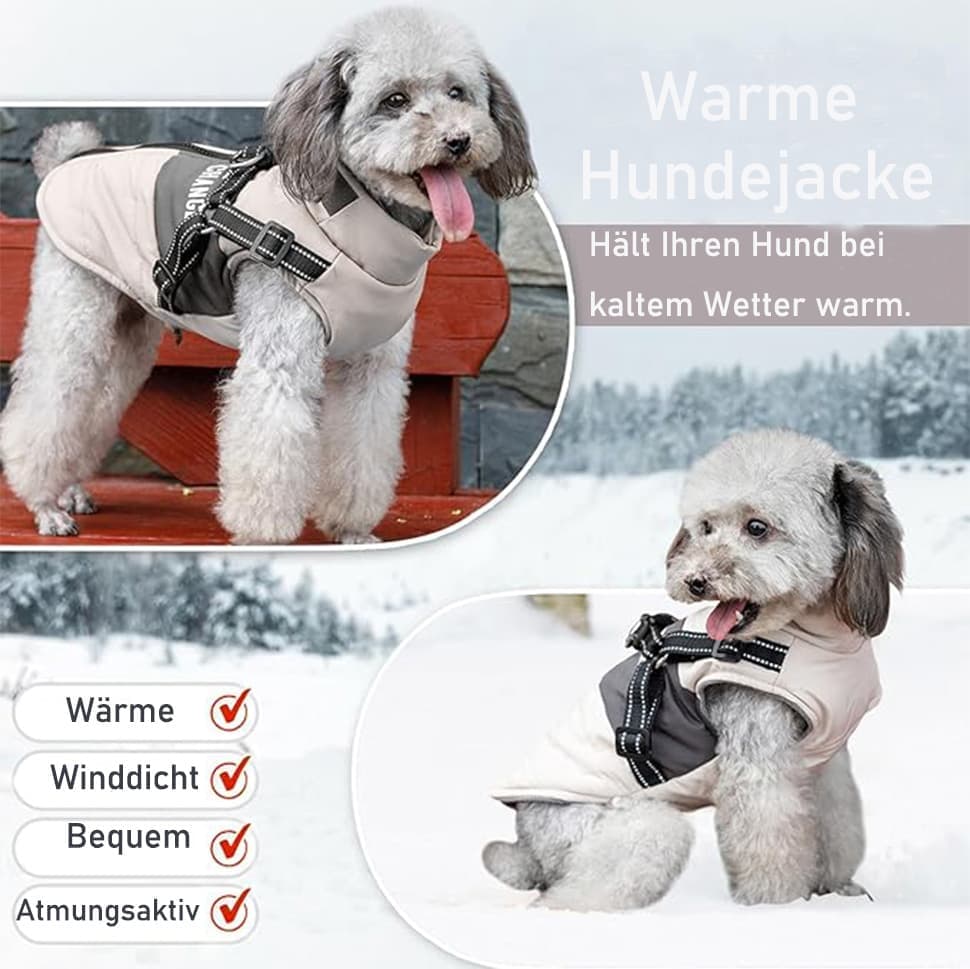 1x Warm Soft Winter Dog Vest with Stand Collar, Wind and Waterproof, Multiple Colors, S M L XL, Beige V1188-MS-325-0392