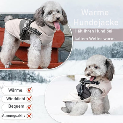 1x Warm Soft Winter Dog Vest with Stand Collar, Wind and Waterproof, Multiple Colors, S M L XL, Beige V1188-MS-325-0392