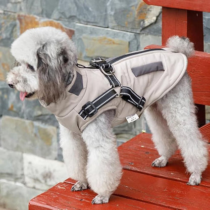 1x Warm Soft Winter Dog Vest with Stand Collar, Wind and Waterproof, Multiple Colors, S M L XL, Beige V1188-MS-325-0392