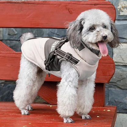 1x Warm Soft Winter Dog Vest with Stand Collar, Wind and Waterproof, Multiple Colors, S M L XL, Beige V1188-MS-325-0392