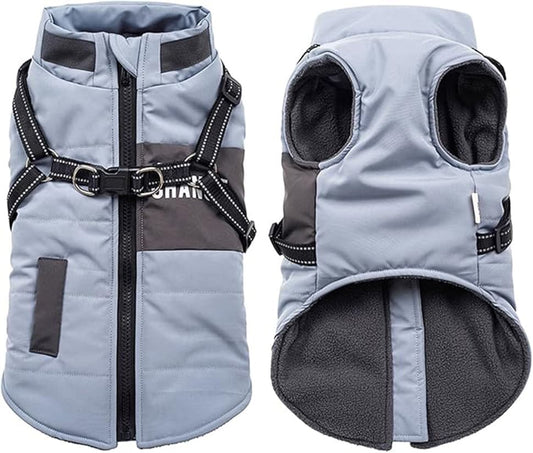 Warm Soft Winter Dog Vest with Stand Collar, Wind and Waterproof, Multiple Colors, Blue, S M L XL V1188-MS-325-0398