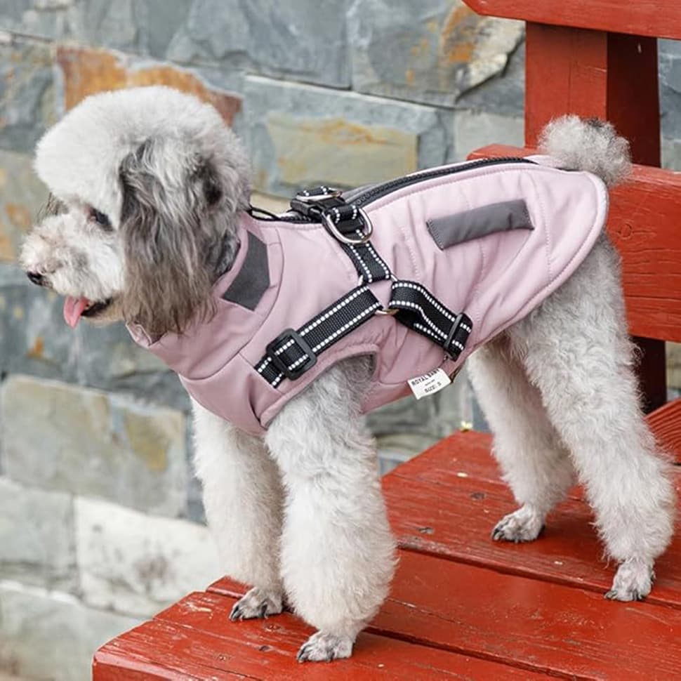 Warm Soft Winter Dog Vest with Stand Collar, Wind and Waterproof, Multiple Colors, Pink, S to XL V1188-MS-325-0399