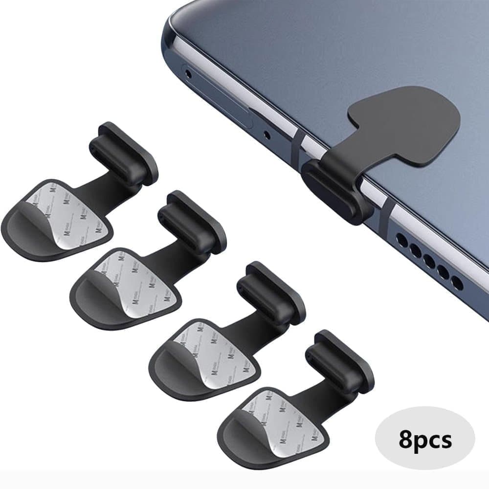 8-Pack Dust Plugs Compatible with USB-C and Lightning, Black V1188-MS-325-0401