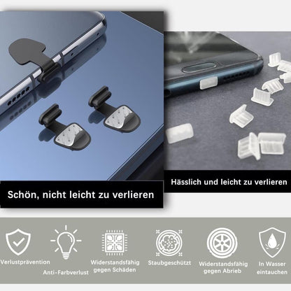 8-Pack Dust Plugs Compatible with USB-C and Lightning, Black V1188-MS-325-0401