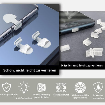 8-pack Dust Plugs Compatible with USB-C and Lightning Phones, Transparent Dust-Proof Durable Contact V1188-MS-325-0402