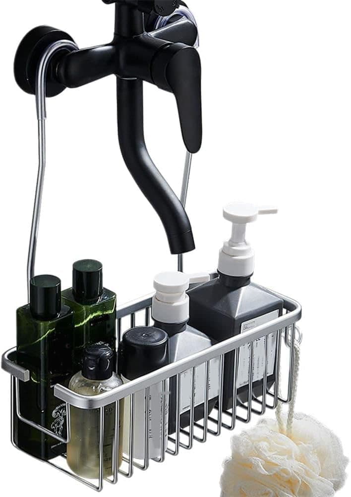 Shower Shelf without Drilling Hanging Shower Basket for Shampoo and Soap, Silver, Bathroom Storage Organizer V1188-MS-325-0403