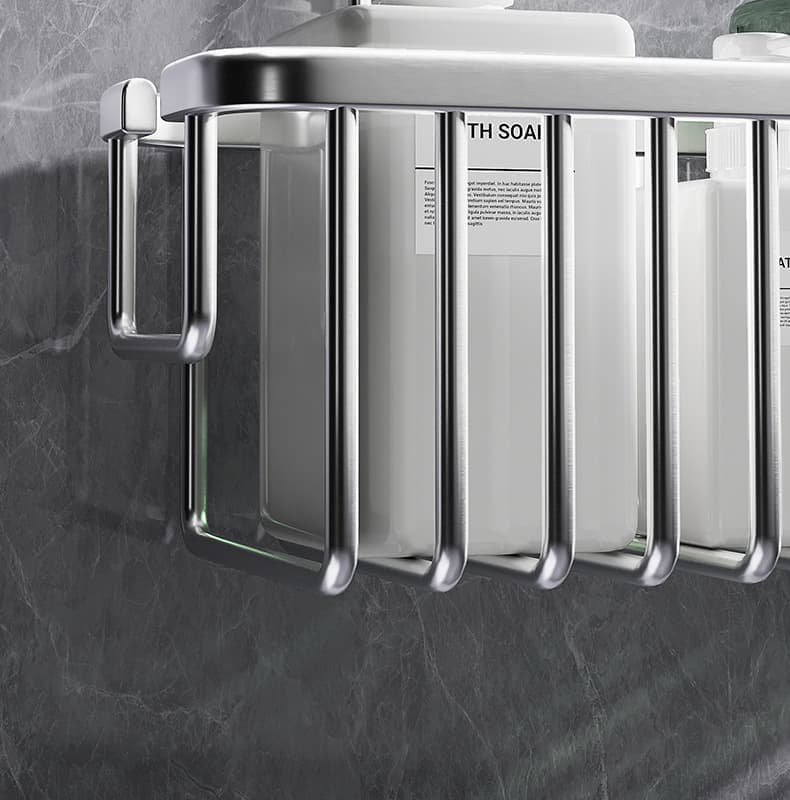 Shower Shelf without Drilling Hanging Shower Basket for Shampoo and Soap, Silver, Bathroom Storage Organizer V1188-MS-325-0403