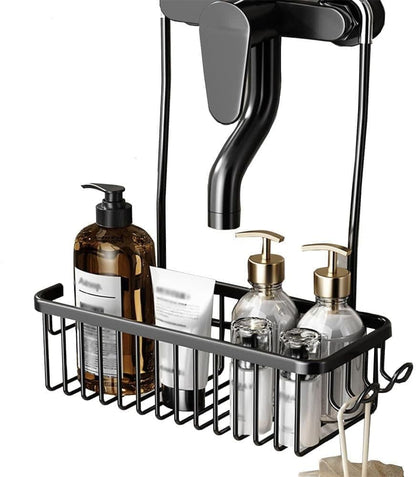Hanging Shower Basket for Shampoo and Soap, Black, No Drill Bathroom Storage Shelf V1188-MS-325-0404