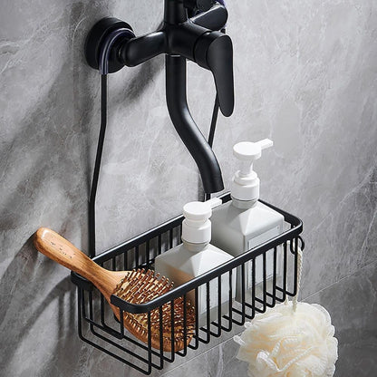 Hanging Shower Basket for Shampoo and Soap, Black, No Drill Bathroom Storage Shelf V1188-MS-325-0404