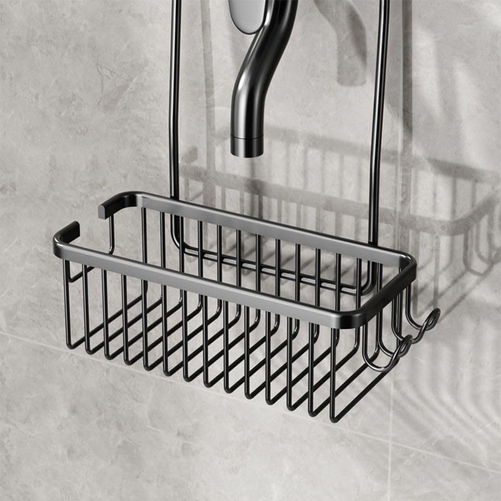Hanging Shower Basket for Shampoo and Soap, Black, No Drill Bathroom Storage Shelf V1188-MS-325-0404
