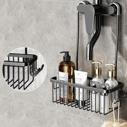 Hanging Shower Basket for Shampoo and Soap, Black, No Drill Bathroom Storage Shelf V1188-MS-325-0404