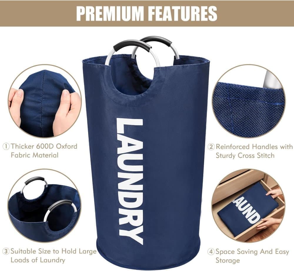 90L Foldable Laundry Basket Waterproof, 38x38x79 cm, Beige V1188-MS-325-0406