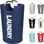 90L Foldable Laundry Basket with Handles, Waterproof, Dark Blue, 38x38x79 cm V1188-MS-325-0408