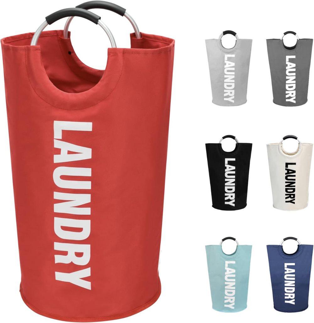 Foldable Laundry Basket 90L Waterproof with Oxford Fabric, 38x38x79 cm, Red V1188-MS-325-0409