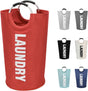 Foldable Laundry Basket 90L Waterproof with Oxford Fabric, 38x38x79 cm, Red V1188-MS-325-0409