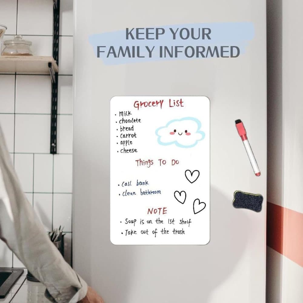 Magnetic Whiteboard A3 for Refrigerator, White V1188-MS-325-0418