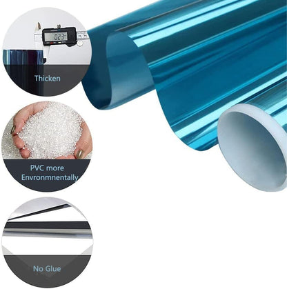 50cmx2m Self-Adhesive Window Film Mirror Reflective Sun Protection UV Block Heat Privacy, Blue V1188-MS-325-0428