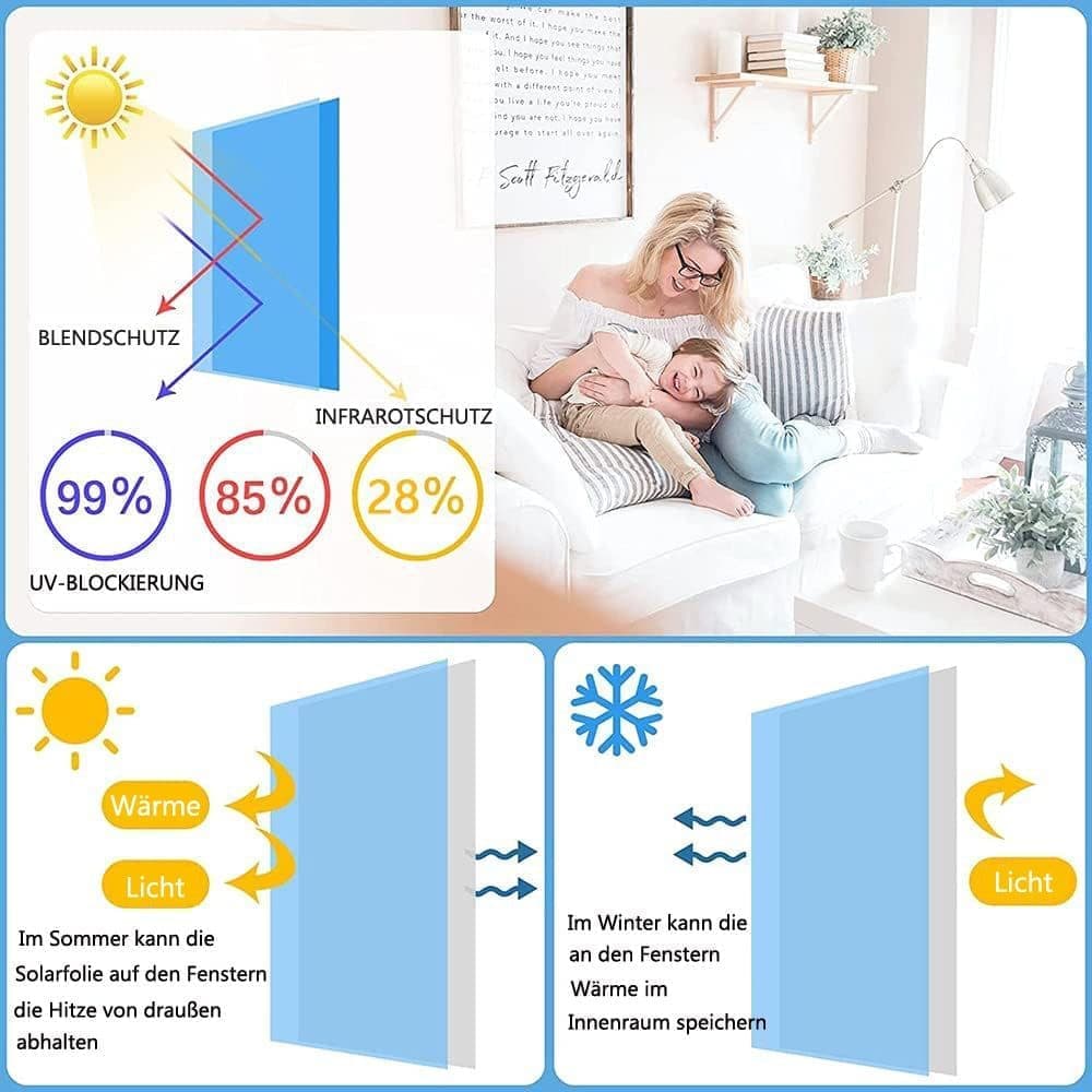 50cmx2m Self-Adhesive Window Film Mirror Reflective Sun Protection UV Block Heat Privacy, Blue V1188-MS-325-0428