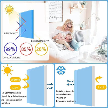50cmx2m Self-Adhesive Window Film Mirror Reflective Sun Protection UV Block Heat Privacy, Blue V1188-MS-325-0428